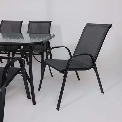 Комплект мебели садовой AksHome SUNBEAM (стол 1 шт, 6 кресел, зонт 1 шт), серый, черный - 15