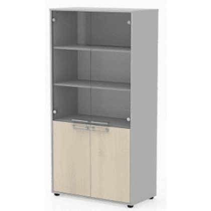 Коллекция Титан Шкаф ТН450/2+ТНД22+ТНС32_гр+ТНТ80/2, 800х400х1825, с комбинироваными дверями (графит) и топом