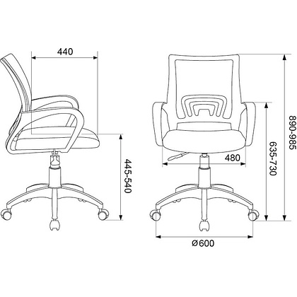 Кресло Бюрократ "CH-W695NLT", сетка, ткань, пластик, салатовый - 5