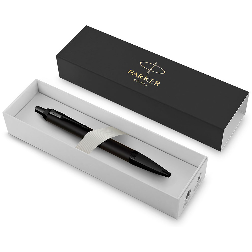 Ручка шариковая автоматическая Parker "IM Achromatic K317", 1.0 мм, черный, стерж. синий - 5