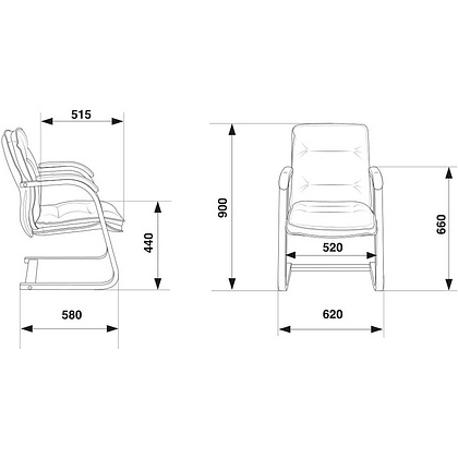 Стул для посетителей Бюрократ "T-9927WALNUT-AV", кожа, дерево, черный - 5