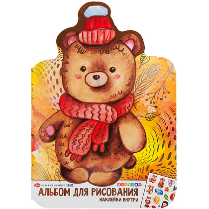 Альбом для рисования "Цветик. Мишка" с наклейками, 276х195 мм, 32 листа