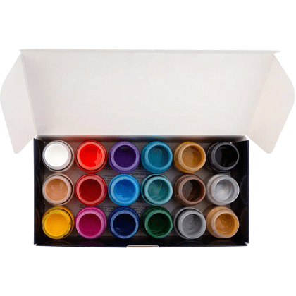 Краска акриловая по ткани "Декола", набор 18 цветов, 20 мл, банки - 6