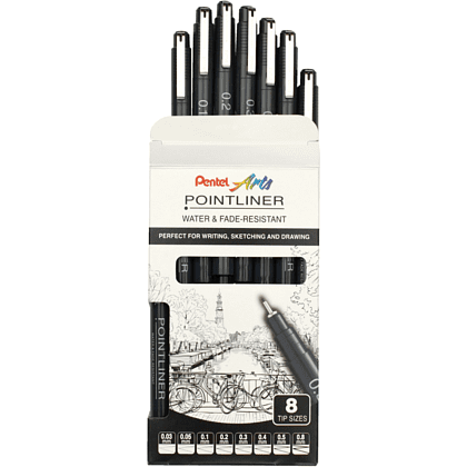 Набор ручек капиллярных "Pointliner", 8 шт, черный - 2