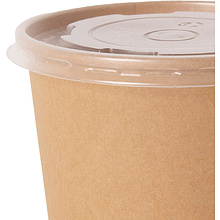 Контейнер бумажный для супа с крышкой, 520 мл, 50 шт/упак, крафт