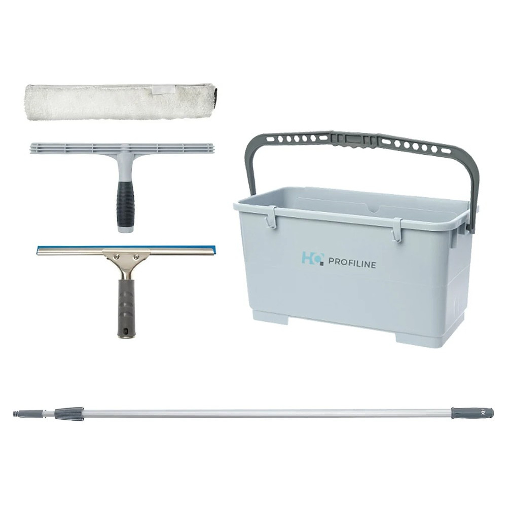 Набор HQ Profiline Expert (шубка 35 см, склиз 35 см, держатель 35 см, ручка телеск. 245 см, ведро для мытья окон 22 л) 