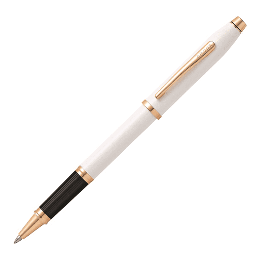 Ручка роллер "Century II Pearlescent White Lacquer", 0,7 мм, жемчужный, розовое золото, стерж. черный