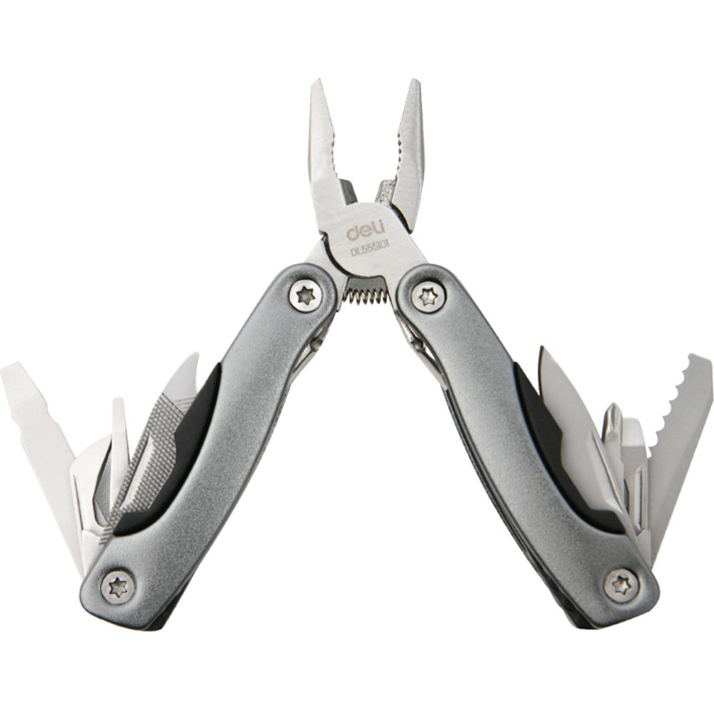 Мультитул Deli YS EDL555101, 12 функций, алюминий, серый