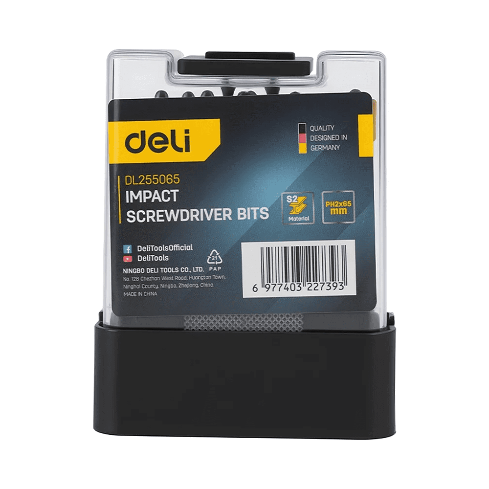 Бита Deli YS EDL255065, с ограничителем, 10 шт., PH2 x 65 мм, для ГКЛ - 12