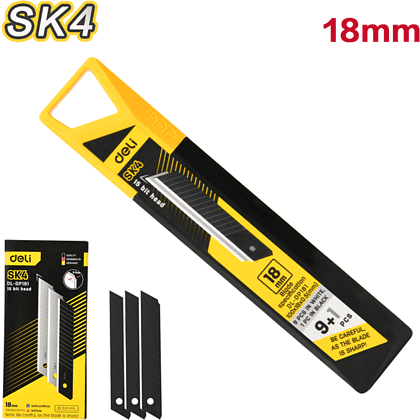 Лезвия для большого ножа "Deli Yellow SK4", 18 мм, 10 штук - 5