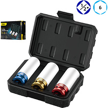 Набор головок торцевых ударных Deli YS EDL2003Q, 17/19/21 мм, 1/2", 3шт, кейс, ассорти