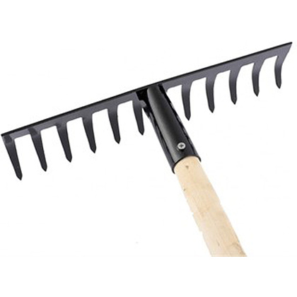 Грабли с прямыми зубьями "ГП-12", металлические, 12 зубьев, с черенком