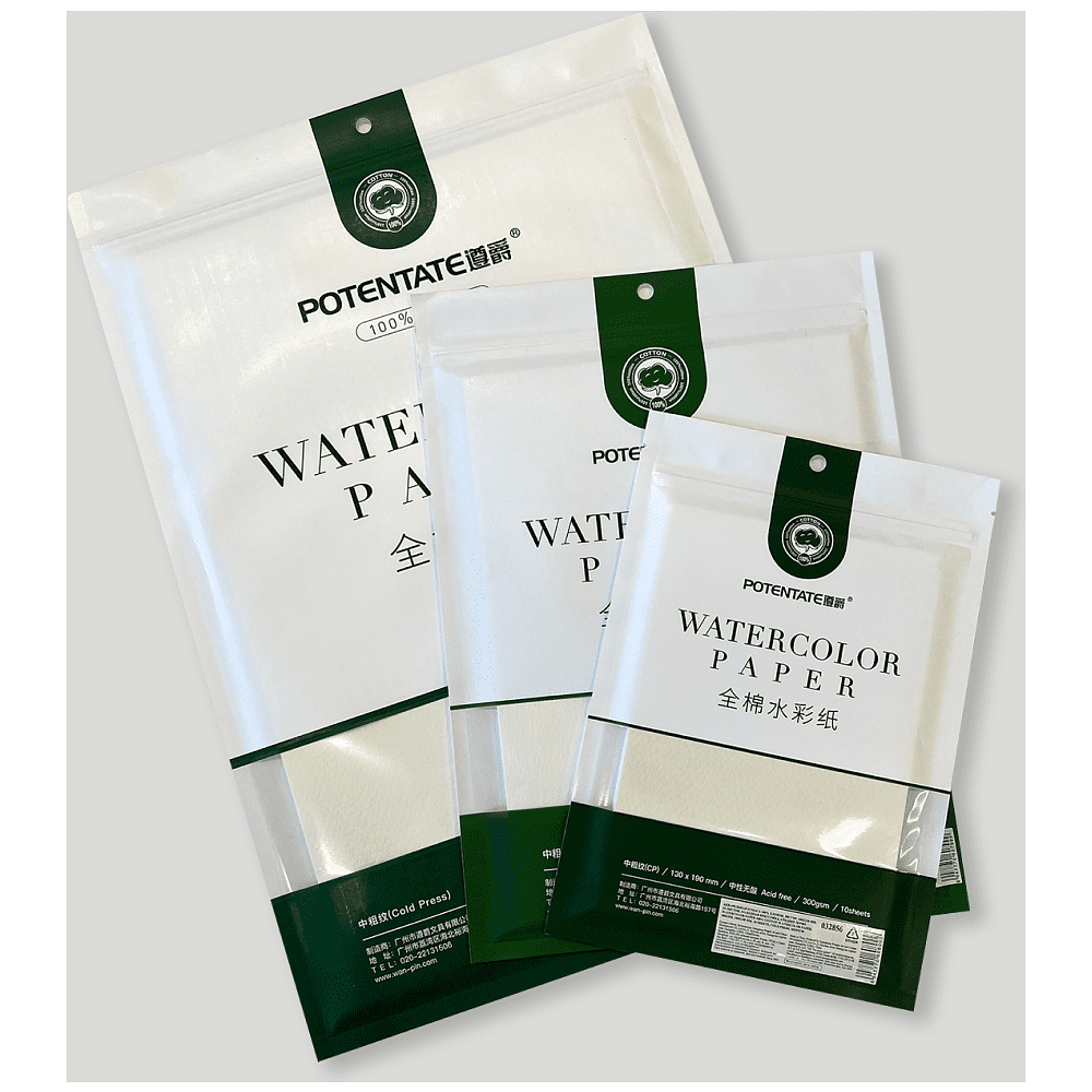 Бумага для акварели "Potentate", хлопок, холодный пресс, 19.5х27 см, 10 листов - 3