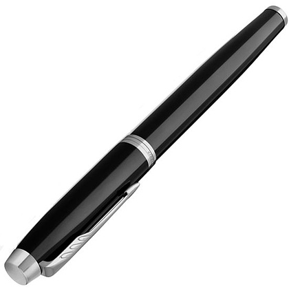 Ручка перьевая "Parker IM Black Lacquer CT", F, черный, серебристый, патрон синий - 4