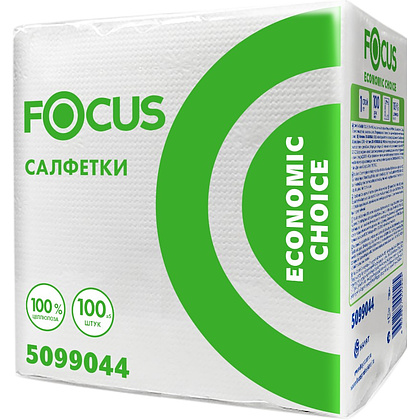 Салфетки бумажные Focus Eco, 24х24см, 1 слой, белый, 100 листов