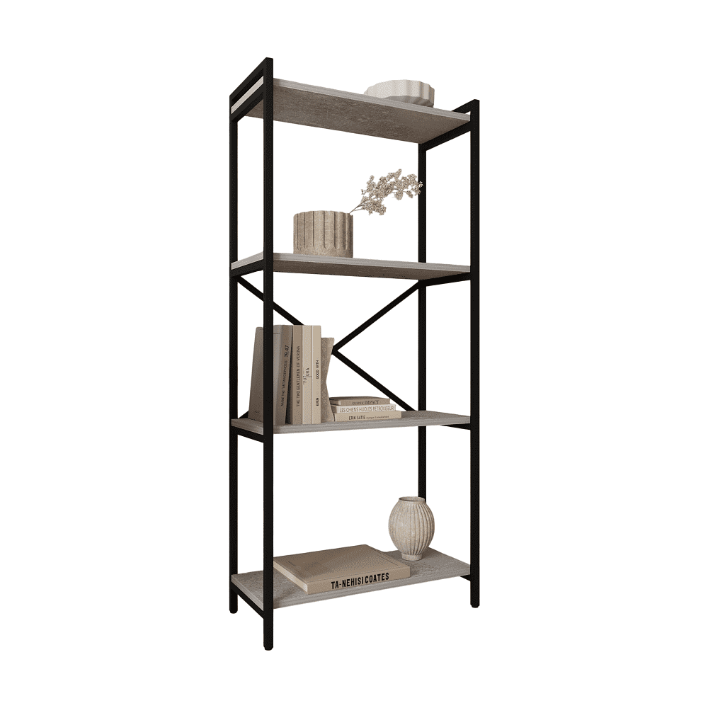 Стеллаж ALLERD RION, черный муар, 675х300х1500, бетон