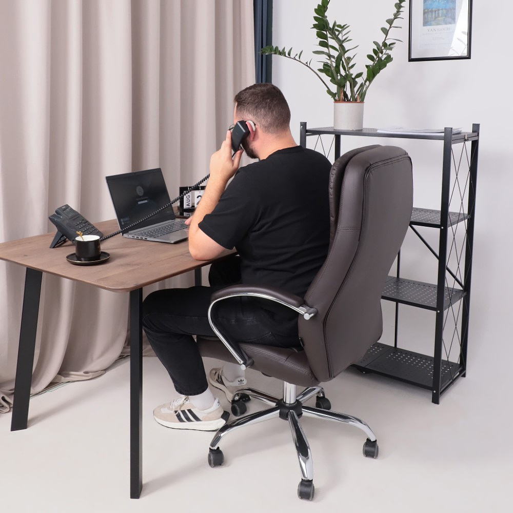 Кресло для руководителя AksHome "Richard new", экокожа, металл, коричневый - 16