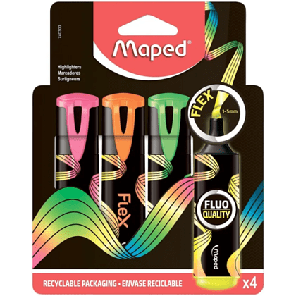Набор текстовых маркеров Maped "Fluo Flex", 4 шт, ассорти