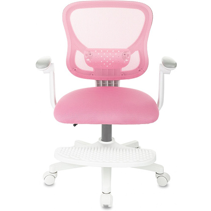 Кресло детское Бюрократ Burokids 3, сетка, ткань, пластик, корпус белый, подставка для ног, розовый - 7
