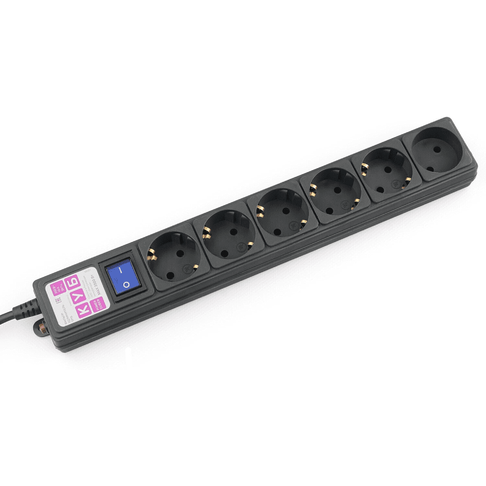 Сетевой фильтр Power Cube "SPG6", 6 розеток, 3 м, черный 