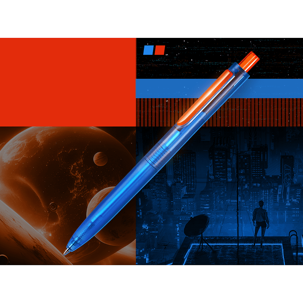 Ручка шариковая автоматическая "Space Up Cyber", 0,7 мм, синий, оранжевый, стерж. синий - 3