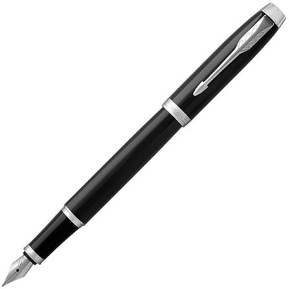 Ручка перьевая "Parker IM Black Lacquer CT", F, черный, серебристый, патрон синий