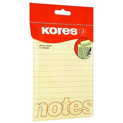 Бумага для заметок "Kores", 100x150 мм, 100 листов, желтый
