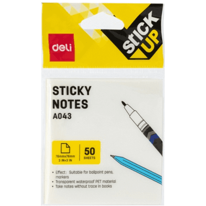 Бумага для заметок прозрачная "Deli", 76x76, 50 листов, белый