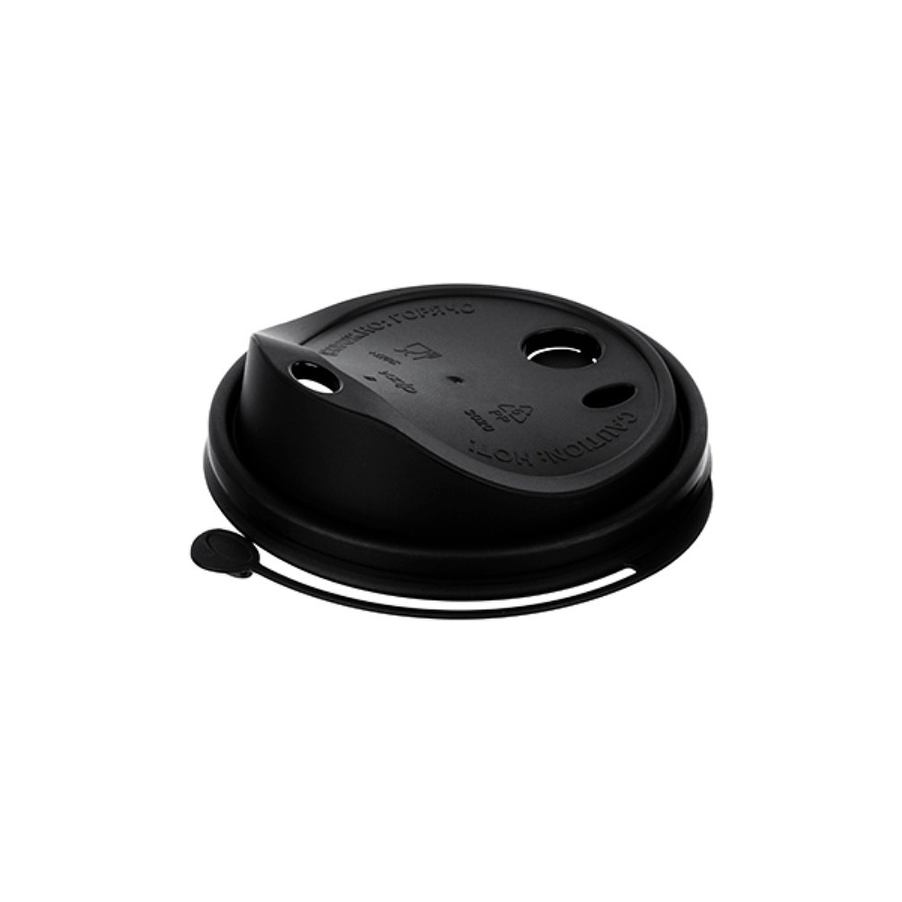 Крышка пластиковая для стаканов d=80 мм, для горячих напитков, 50 шт/упак, флип-топ, черный