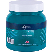 Краски акриловые "Ладога", 720 изумрудная, 220 мл., банка