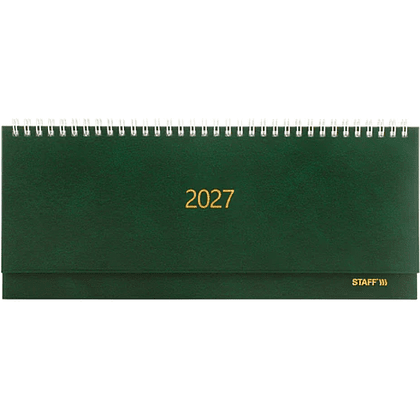 Планинг датированный "Staff" на 2027 год, 300х130 мм, 128 страниц, линейка, зеленый