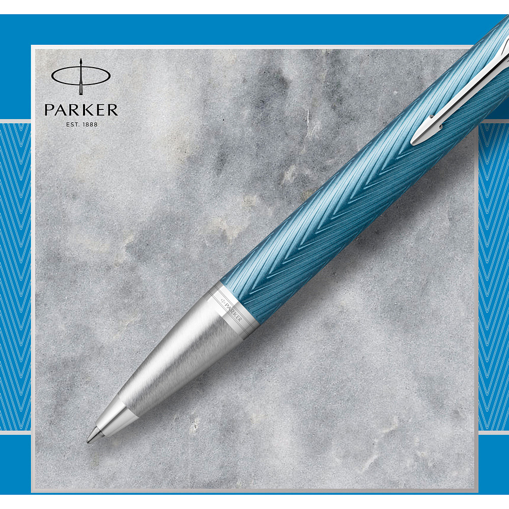 Ручка шариковая автоматическая Parker "IM Premium Blue Grey CT", 1.0 мм, синий, серый, стерж. синий - 4