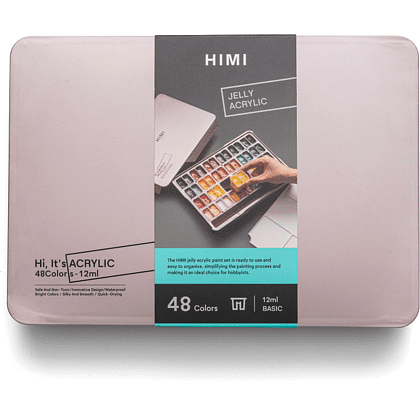 Краски акриловые"Himi Jelly Cup", набор 48 цветов, 12 мл, кювета, пластиковый футляр - 6
