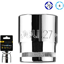 Головка торцевая шестигранная Deli YS EDQ4027 1/2", 27 мм, серебристый