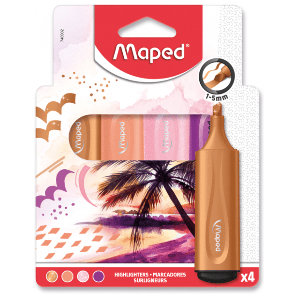 Набор маркеров текстовых Maped "Fluo Peps", 4 шт, ассорти, розовый