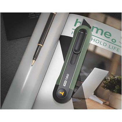 Набор ножей строительных Deli HSEHT4003L, 3 шт (ножи 9мм/18мм/трапеция), Soft Touch, зеленый - 11