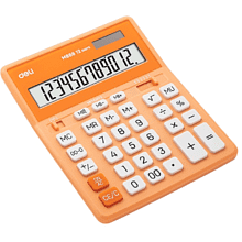 Калькулятор настольный EM888A Deli, 12-разрядный, пластик, оранжевый