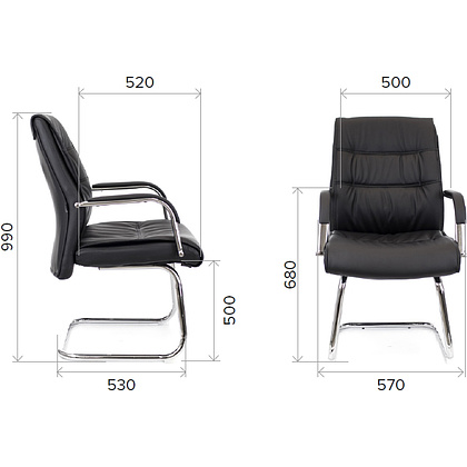 Кресло для посетителя EVERPROF BOND CF экокожа, черный   - 4
