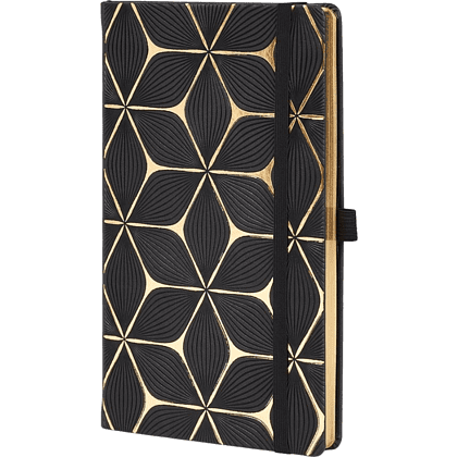 Блокнот "Flower gold", А5, 96 листов, линейка, на резинке, черный, золотой