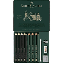 Карандаш чернографитный "Castell 9000", 20 штук,  в металлическом футляре