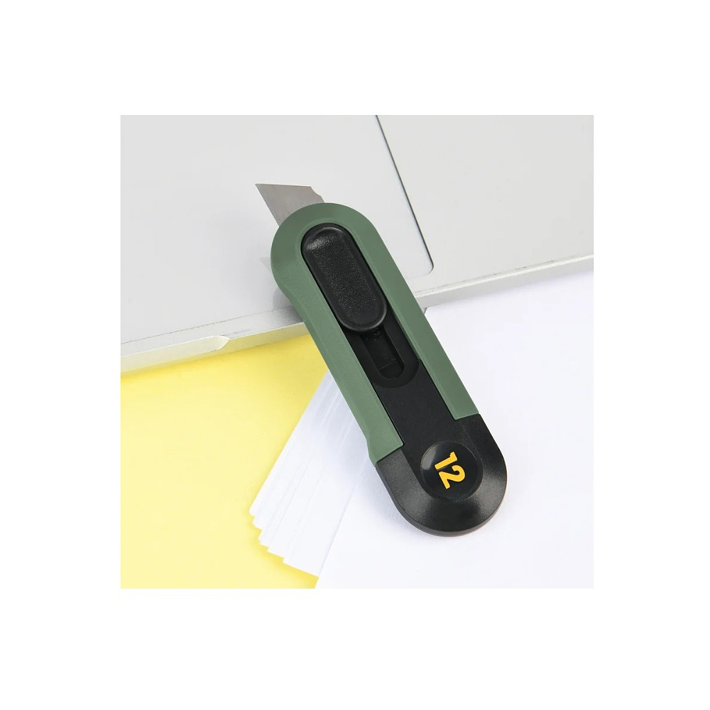 Нож строительный Deli HS HT4007L, 80x25 мм, Soft Touch, зеленый - 3