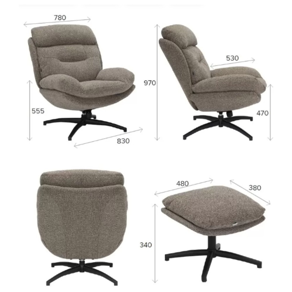 Кресло мягкое EVERPROF Kiwi, ткань, темно-коричневый - 8