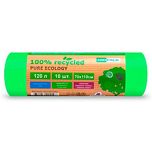 Мешки для мусора ПВД Mirpack "PURE ECOLOGY Био", 30 мкм, 120 л, 10 шт/упак 