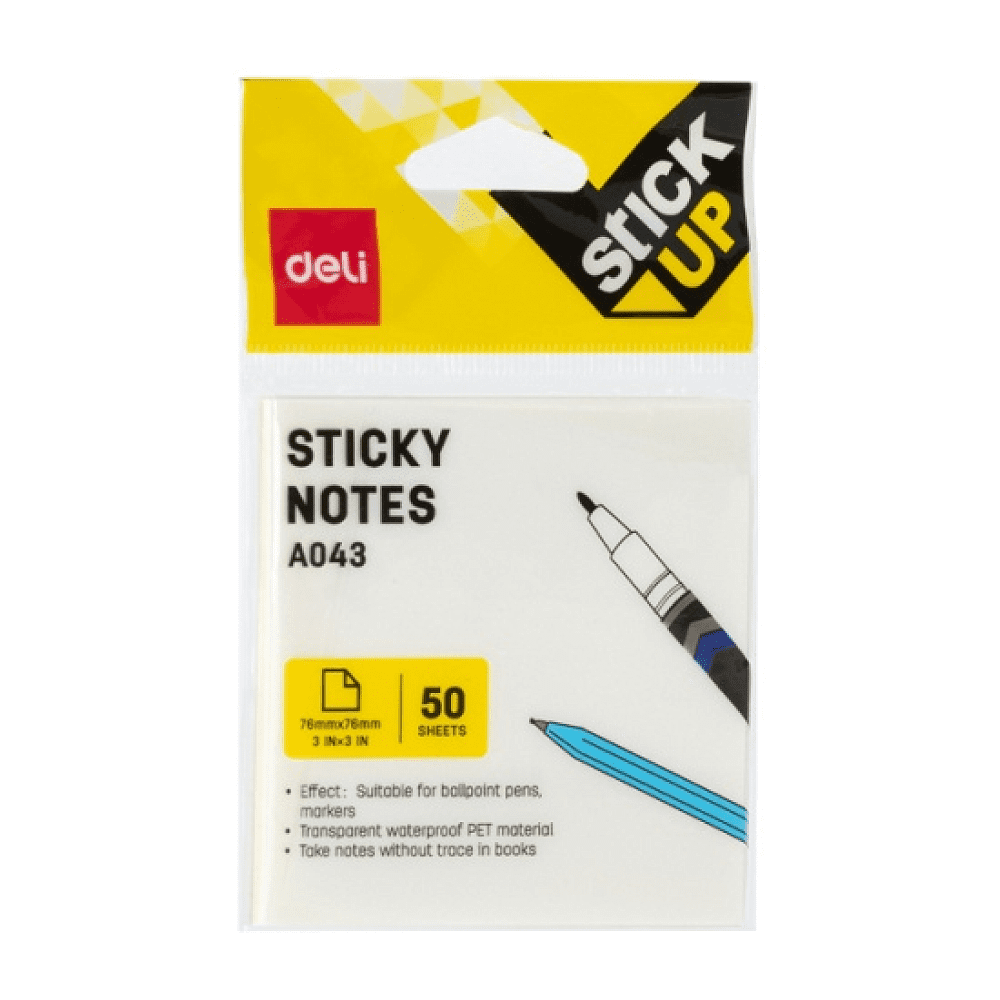Бумага для заметок прозрачная "Deli", 76x76, 50 листов, белый
