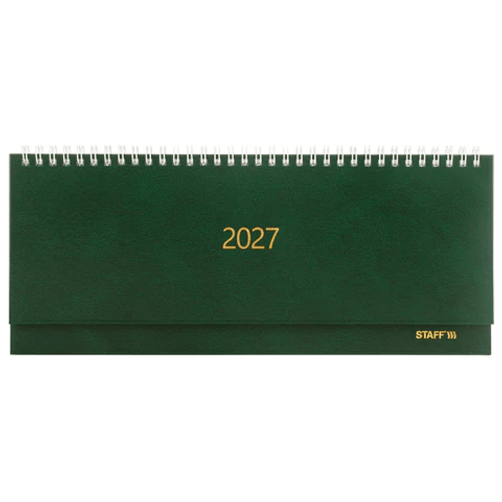 Планинг датированный "Staff" на 2027 год, 300х130 мм, 128 страниц, линейка, зеленый