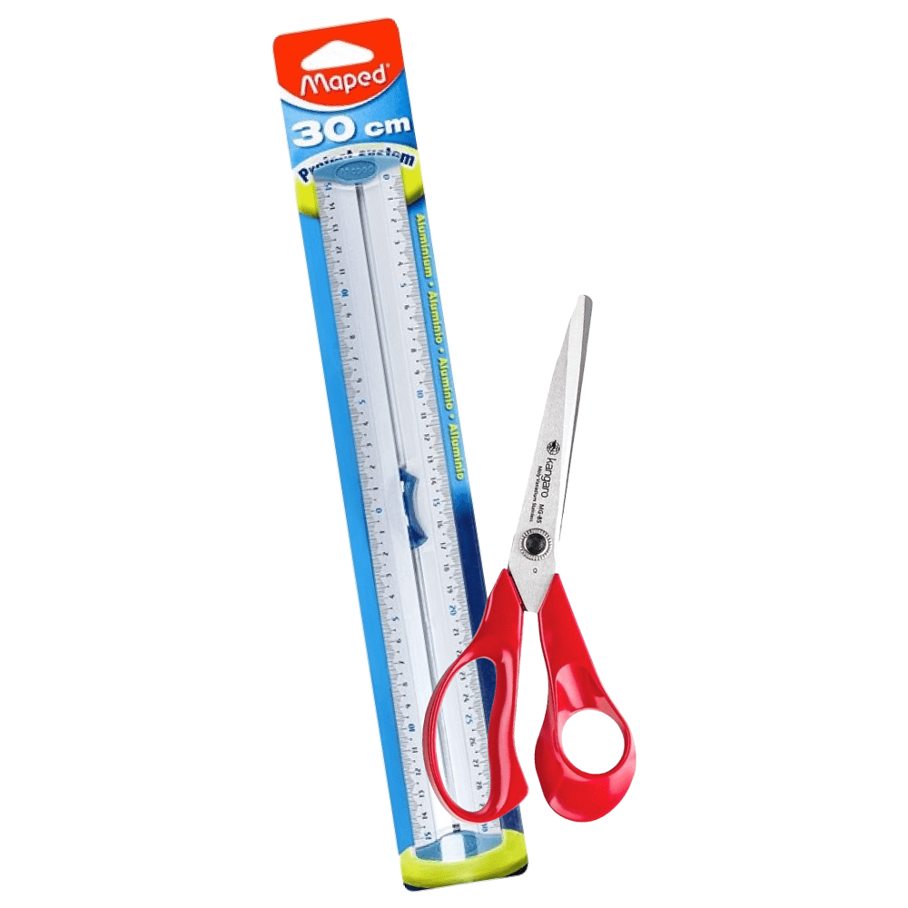 Набор линейка металлическая Maped "Aluminium" 30 см + ножницы Kangaro 21.6 см