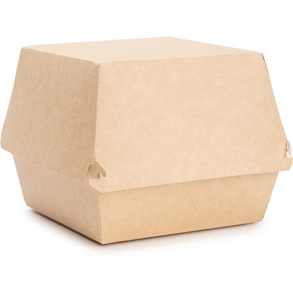 Контейнер бумажный для бургера с крышкой, 113/123x113/141x112 мм, 55 шт/упак, крафт