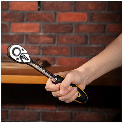 Ключ трещоточный Deli YS EDL2521 1/2", 45Т, 254 мм, с храповым механизмом, черный, желтый - 6