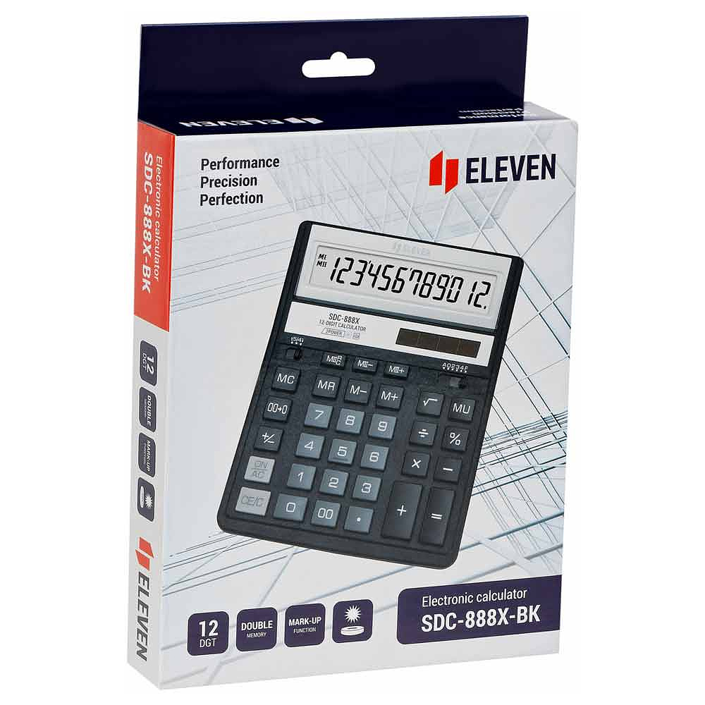 Калькулятор настольный Eleven "SDC-888X-BK", 12-разрядный, черный ...