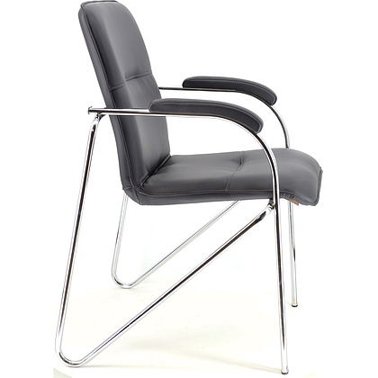 Стул для посетителей EVERPROF "Samba Chrome", хром, кожзам, черный  - 3